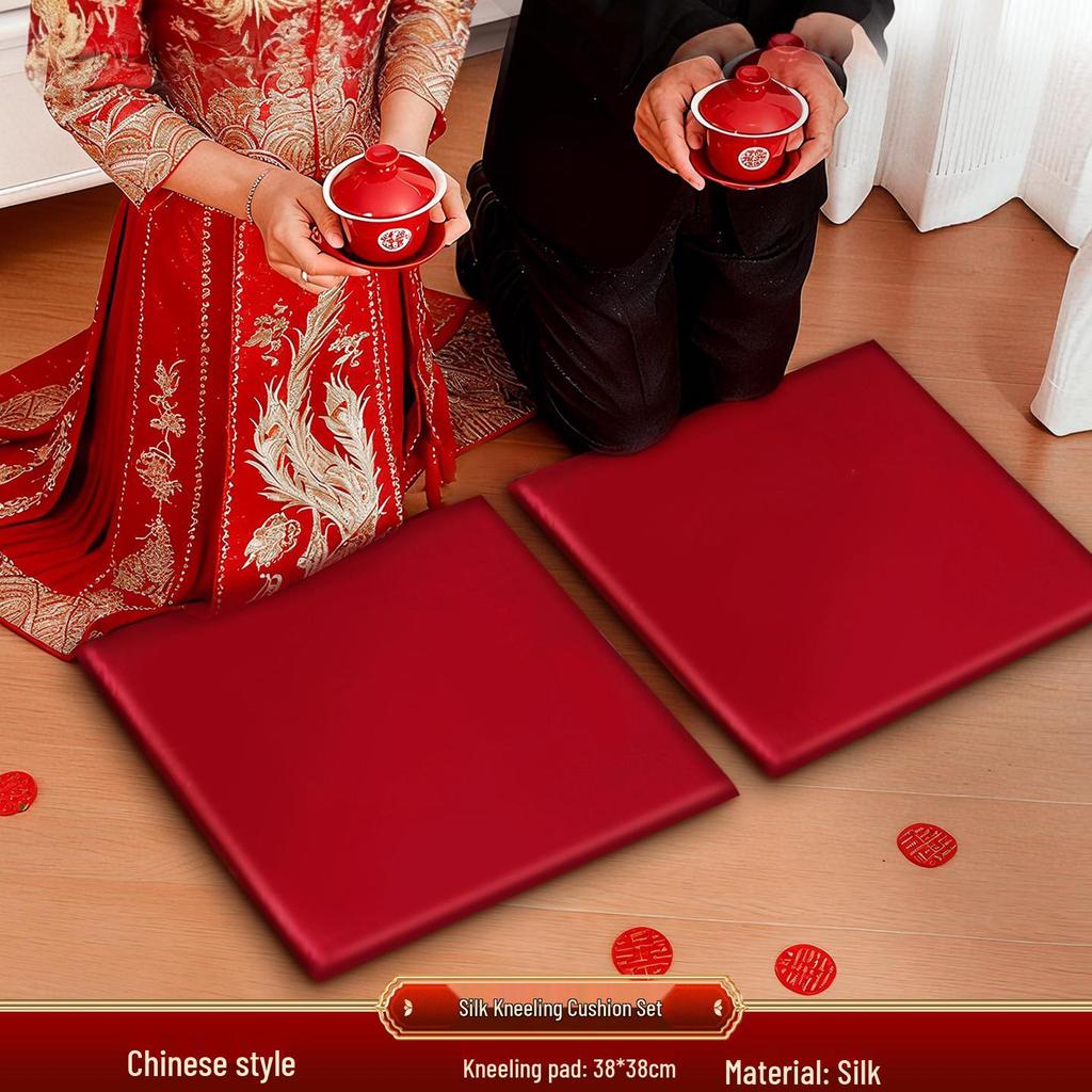 Royal Wedding Kneeling Pads: Bride's Tea Ceremony Double Happiness Cushions