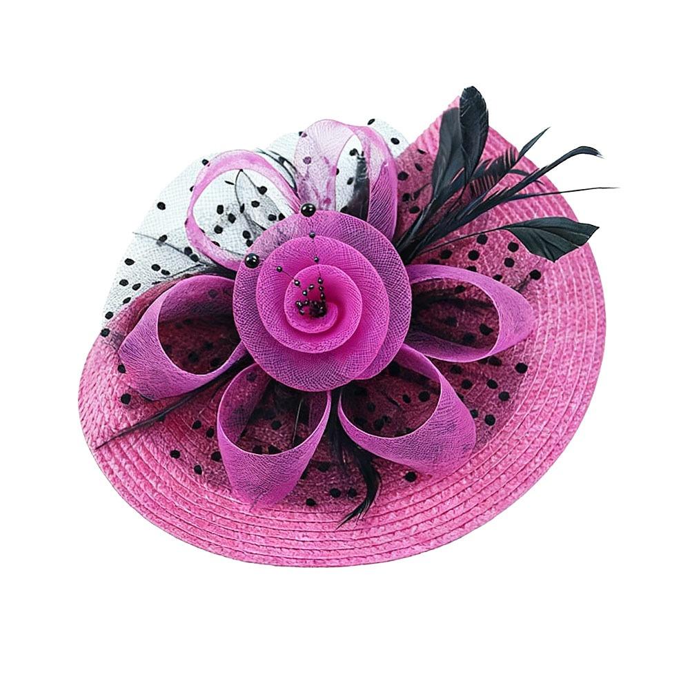 Fashion Mesh Ribbons Fascinator Caps Flower Feather Elegant Hair Drop Fascinator Hat Headwear Bridal Wedding