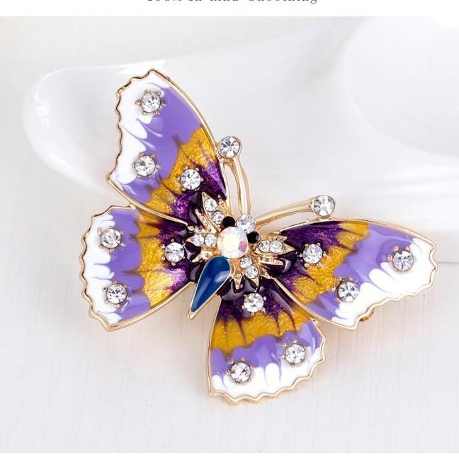 Luxury Women Enamel Butterfly Insect Brooches Pins Vintage Crystal Brooch For Lady Jewelry Clothing Badges Corsage