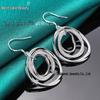 Silver Frosted Triple-Circle Wave Earrings - Women's Jewelry