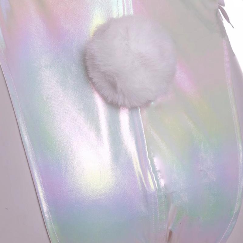 Game Kangel Bunny Girl Costume Women Elastic Leather Fabric Sexy Cosplay Bunny Suit White Jumpsuits