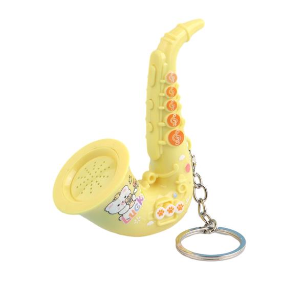 

Keychain Pendant Mini Portable Musical Keychain Playable Vocal Sound Macaron Color Saxophone Shape Key Holder Stress-Relief Gift Accessories жёлтый