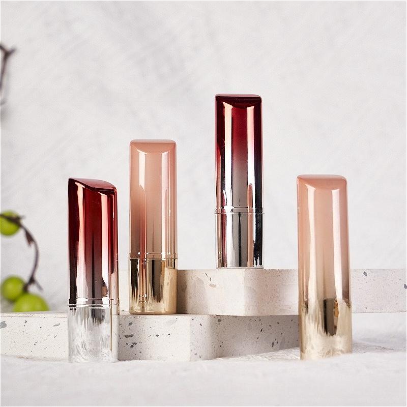 Pink Gradient Round Snap-On Lipstick Tube, Empty Refillable Lip Balm Container, Cosmetic Packaging