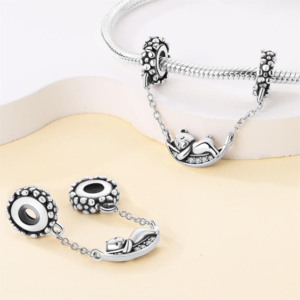 Charms Copperthe Little Bear Sleeping On The Moon Pendant Beads Fit Charms Plataoriginal Bracelet Beads Women Jeweller