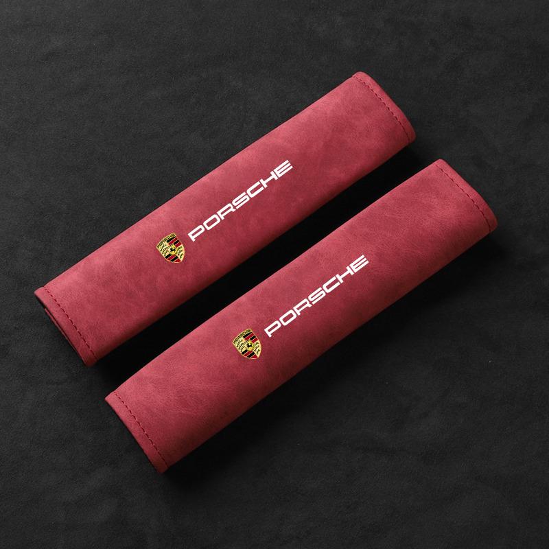 2Pcs Car Seat Safety Belts Shoulder Cover Auto Accessories For Porsche 911 Cayenne Panamera Macan Carrera-GT 928 944 968 Boxster
