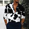 Chemise Homme à Col Bleu Canard Vintage Motif Floral Orné à Volutes Manches Longues Boutonnée