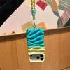 Color Block Grün Creme Textur Handyhülle mit Lanyard für iPhone 16 Pro Max/Apple 17/14/15