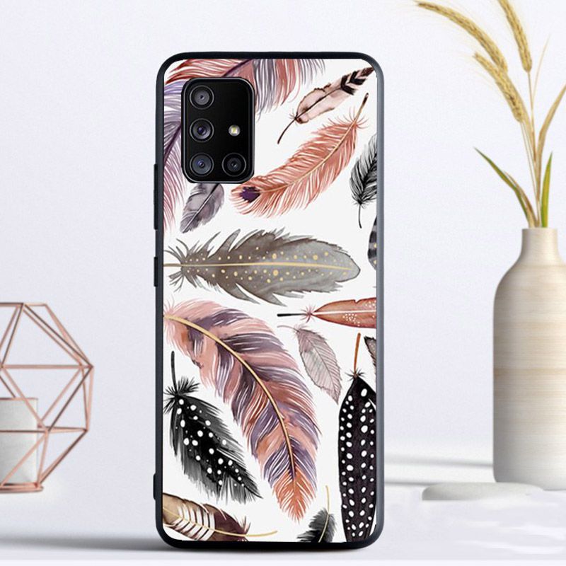 

Чехол для телефона с перьями для Samsung Galaxy A13 A53 A11 A12 A32 A22 A52S 5G A10S A41 A42 A33 A20E A30S A40 A51 A71 A21S, чехлы Galaxy A71 4G
