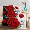 3D Rote Rosen Blumenmuster Decke Schwarz Weiß Splice Muster Warm Gemütlich Weich Überwurf für Alle Jahreszeiten für Couch Sofa Bett