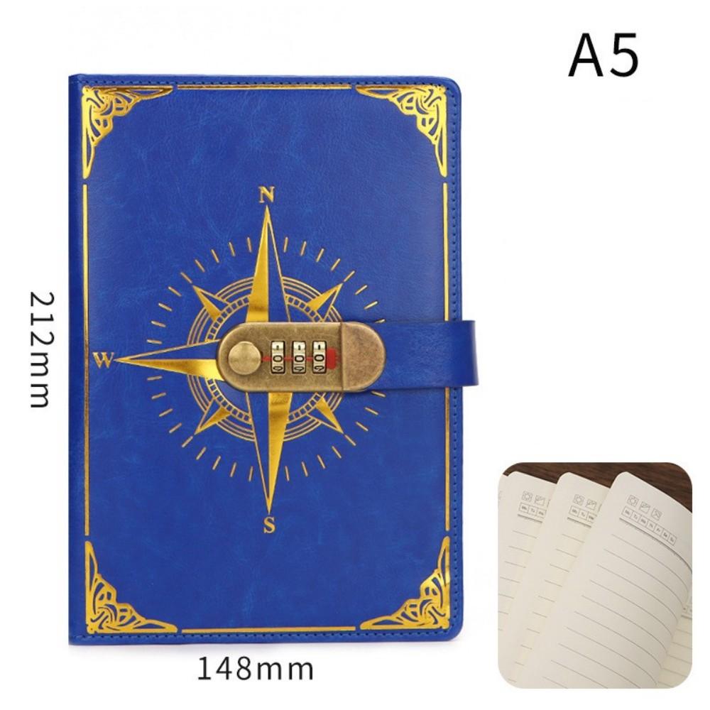 New A5 Retro Password Notebook With Lock Diary Book Student Notebook Vintage Notebook Sub-Password Lock Notebook Supplies