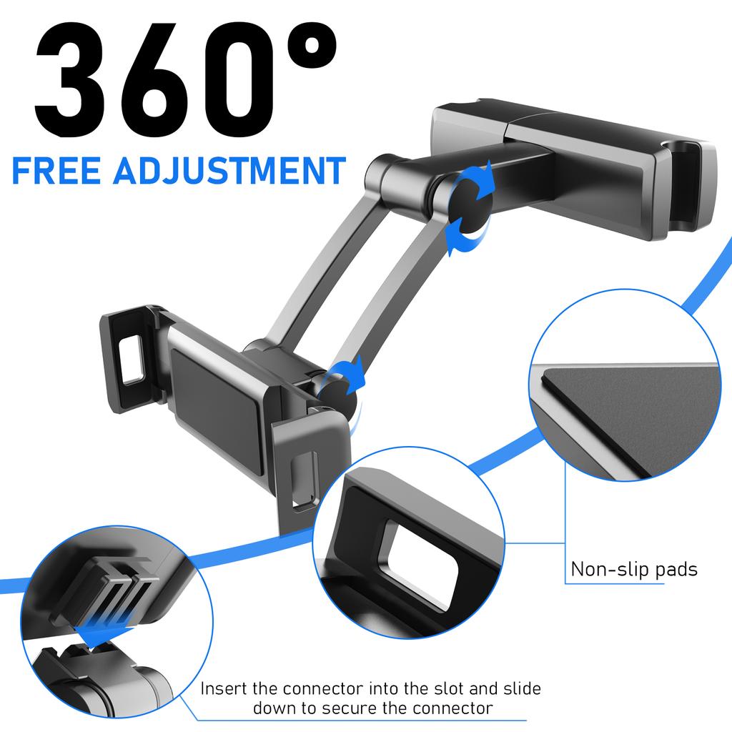 Car Headrest Mount Tablet Headrest Holder Car Phone Holder Road Trip Essentials Suitable for 4.7-12.3"Cellphones and Tablet