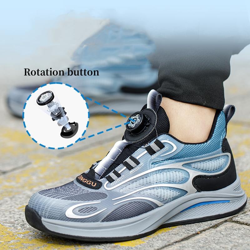 Sicherheitsschuhe für die Arbeit mit Drehknopf für Herren, Schuhe mit Stahlkappe, Anti-Smash- und Pannenschutz, Arbeits-Sneaker, Sicherheitsstiefel
