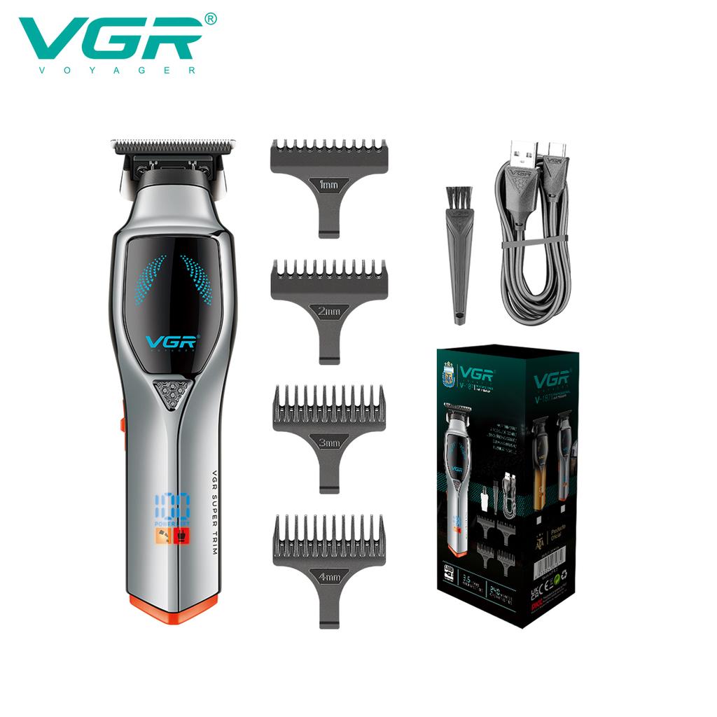 2026 Original VGR Professional Cordless Electric Men's Shaving Gradient Intelligent Digital Display Push Clipper Carved Clipper Oil Head Clipper V-187