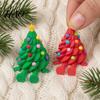 Red Green Christmas Decor Articulated Tree Figurine, 3D Printed Movable Joints Colorful Tabletop Ornament, Small Collectible Ornaments Flexible