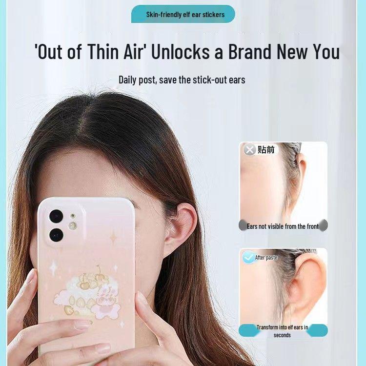 Enhanced Washable Reusable Elf Ear Stickers - Transparent, Invisible, Waterproof Shaping Support for Prominent Ears