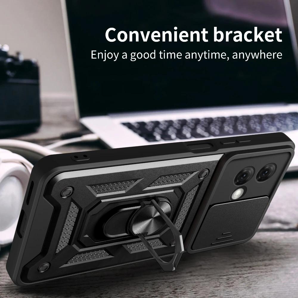 Schuiflens Magnetische Auto Ringhouder Hoesje voor Moto G 85 84 73 72 71 62 60S 32 30 24 22 20 14 10 04 Power 4G 5G Otter Cover Box
