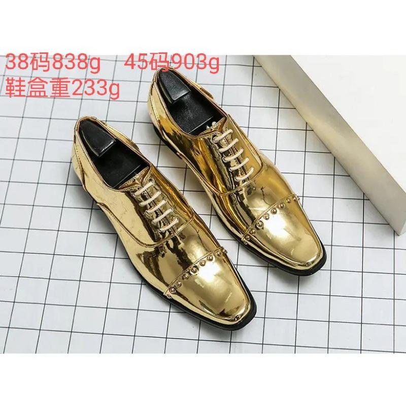 Korean Version of Fashion Casual Pointed Leather Shoes Four Seasons Solid Color Men's Glossy Feet Stylist Wearing Trendy Shoes