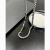 Stainless Steel Geometric Necklace For Men With Green Bamboo Beads Handmade Vintage Style