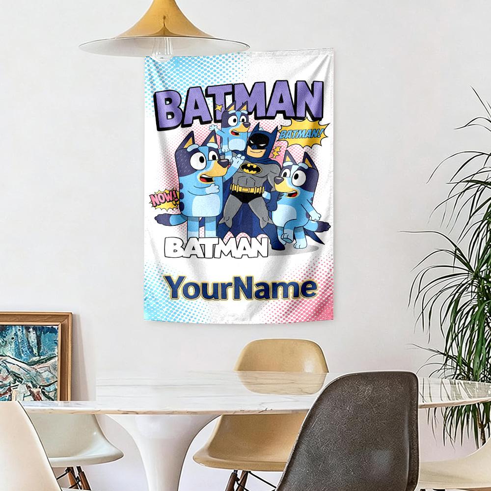 Bluey Custom Your Name Wall Decor Tapestry Art For Pet Memorial Birthdaywedding Party Backdrop Family Gift