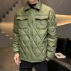 2024 Winter Men's Plus Size Quilted Jacket: Loose Fit, Solid Color, Two-Way Zipper, Warm Cotton