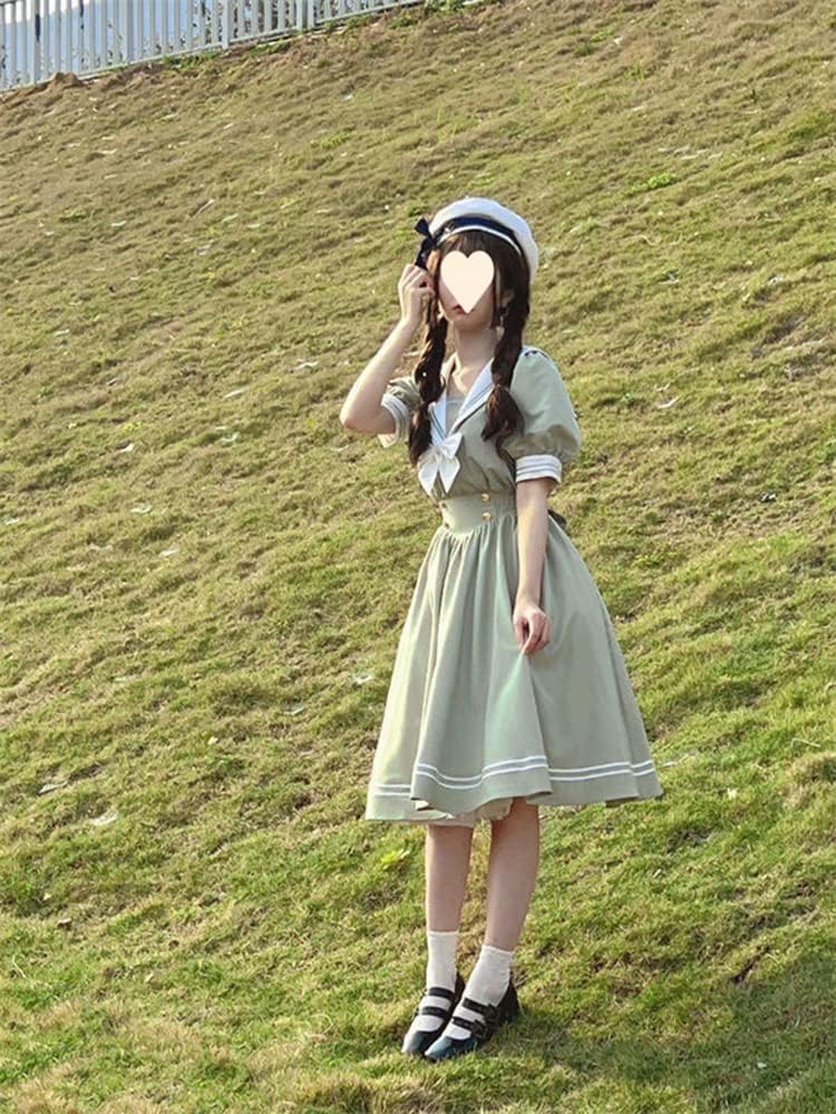 Mori Girl Sailor Uniform Short Candy College Short Sleeve Sailor Lolita Fashion Women's Dress, Sleeve, Girl, Style, A-Line, Summer, Dress, Collar,