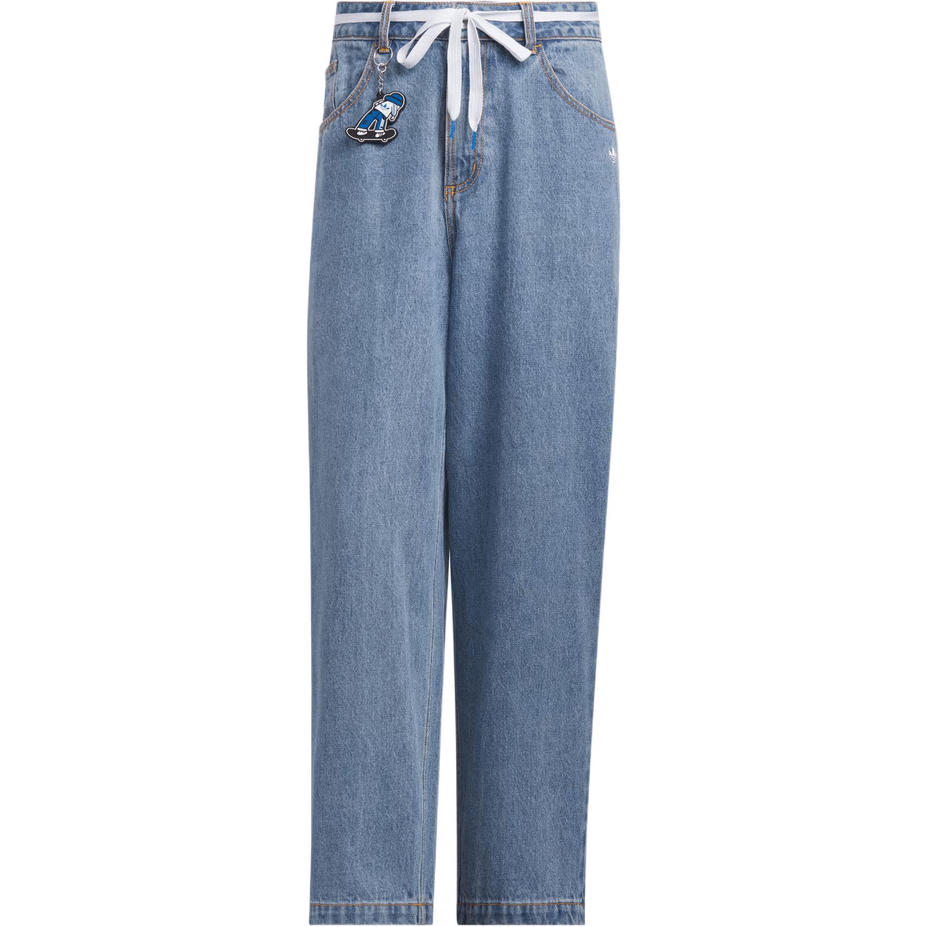 

Adidas Originals Skate FW24 Серія джинсових штанів SKT З візерунком логотипу Шнурок Середня посадка Прямий крій Повсякденні джинси Чоловічі джинси Сині JV6942 30