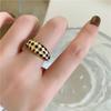 Elegant Cold Influence Blogger Diamond Lattice Ring for Women - 18K Gold-Plated Titanium Steel European & American Style Couple Ring