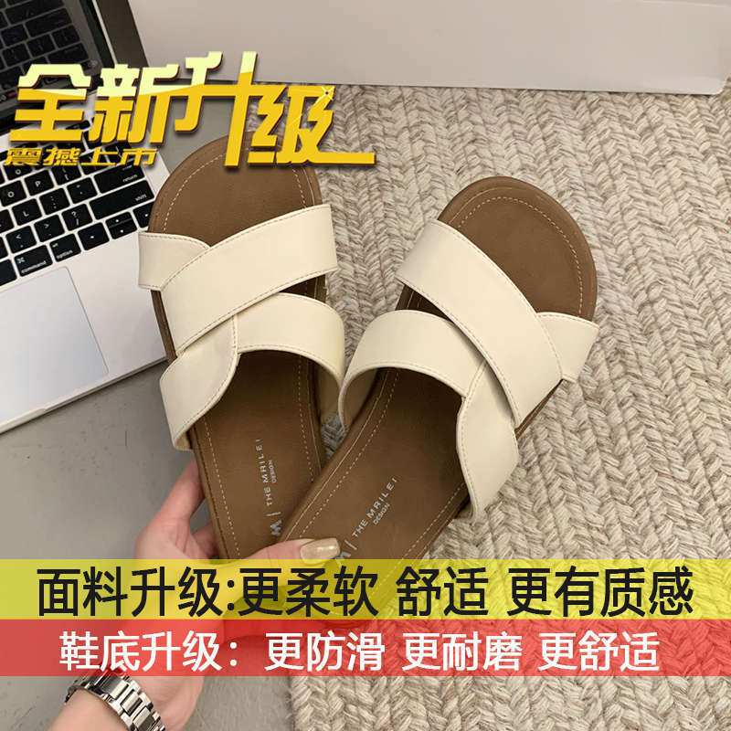 French soft sole wears ins beach cross slippers for women s new retro niche flat slippers for summer 2025 40 2369₽