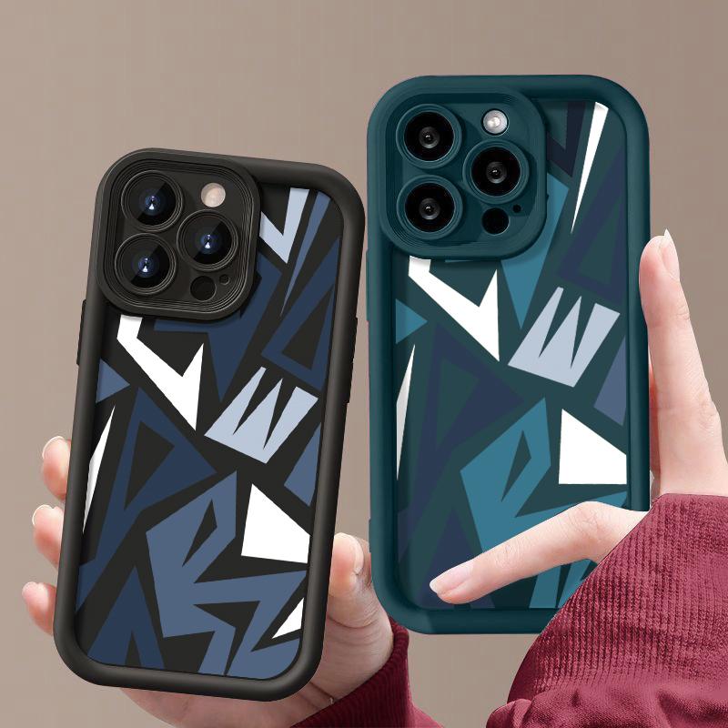 For iPhone 16 Pro Max 15 Pro 14 Plus 13 12 11 XS XR 8 7 Case Shell Geometry Print TPU Soft Shockproof Matte Phone Cover