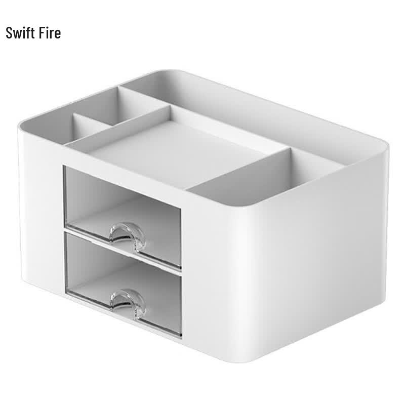 Transparent Desktop Drawer Storage Box with Pen Holder