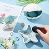 Conch Shape Ceramic Jewelry Tray,Aqua Shell Trinket Dish Ceramic Ring Earring Holder Rings Earrings Necklaces Bracelet Jewelry