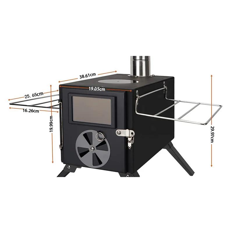 Outdoor Camp Tent Folding Firewood Stove Portable Wood Burning Stove Multifunctional Firewood Burner with Detachable Chimney