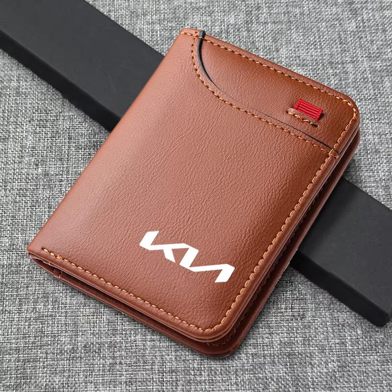 Car Men's Leather Wallet Motor Vehicles Card Ticket Storage Bag For Kia Rio Ceed Sportage Cerato Soul Sorento Picanto Optima