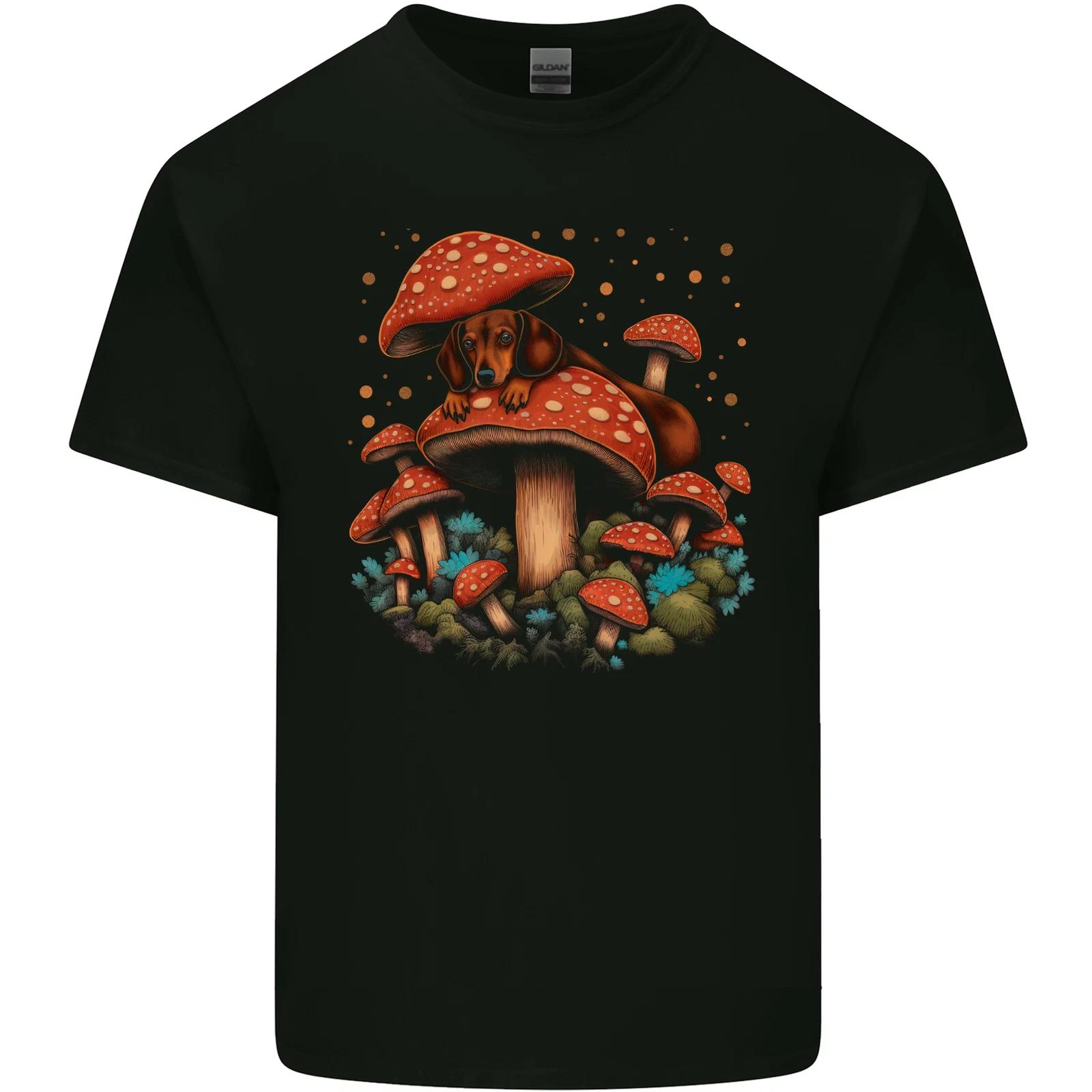 

Dachshund With Mushrooms Dog Kids T-Shirt Childrens XL