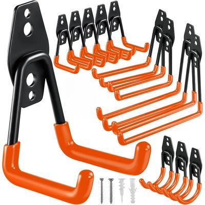 Gancho de metal resistente, organizador de garagem, suporte de parede para bicicleta, ganchos de parede, gancho de armazenamento antiderrapante para escadas, ferramentas de jardim