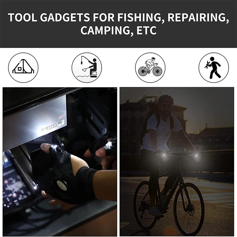 LED Flashlight Gloves Cool Gadget Hands-Free Lights for Camping Fishing Repairing Fathers Day Christmas Birthday Gift