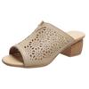 Retro Thick Middle-heeled Fish Mouth Sandals Female 2025 Summer Fashion Hollow Sandals Outer Wear Slippers Open Toe Mules