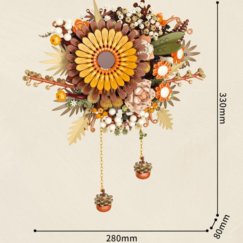 DIY Plants Art Wall Flowers Simulated Sunflower Living Room Pendant Building Blocks Model Bricks Kids Sets Toys