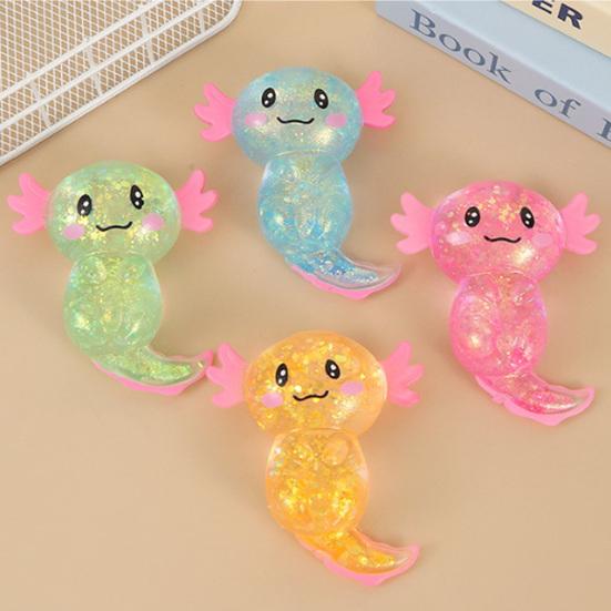 Glitzernder Axolotl Langsam Aufgehendes Knetspielzeug Weiches TPR Fidget zur Stressbewältigung Niedliches Salamanderförmiges Dekompressions-Gadget für Kinder Erwachsene