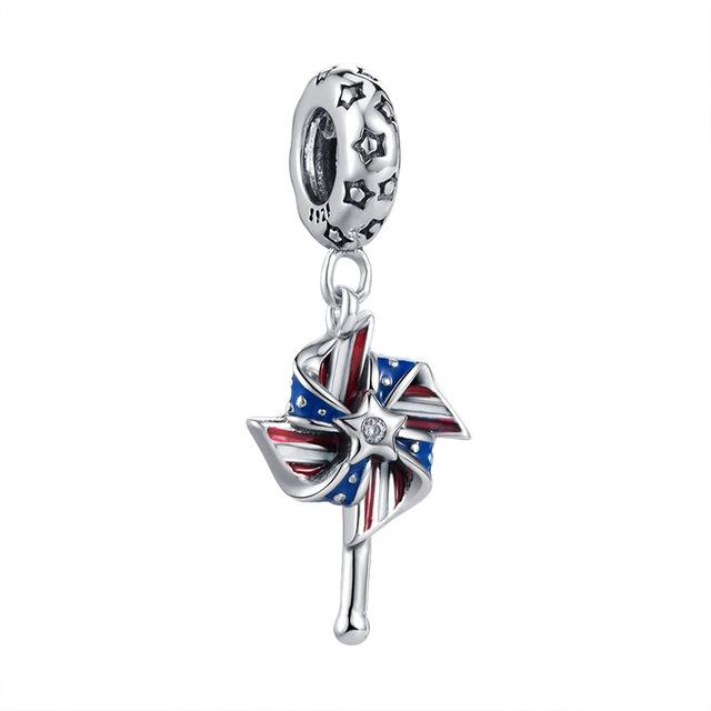 Heart Shape National Flag Dangle Charms For Originalcharms Pandentbracelet Trinket Copper Charm Bead For Women Jewelry