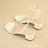 Sommer Damen Sandalen neu eckige Zehenpartie mit Schuhen sexy dünner Riemen dicker Absatz Sandalen Damen