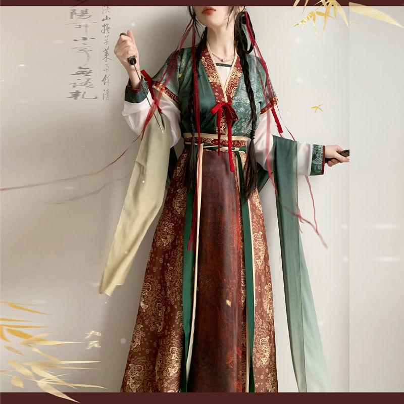 Chinese Tang Dynasty Style Hanfu For Women Tang Bei Zi Waist Skirt Daily Suit