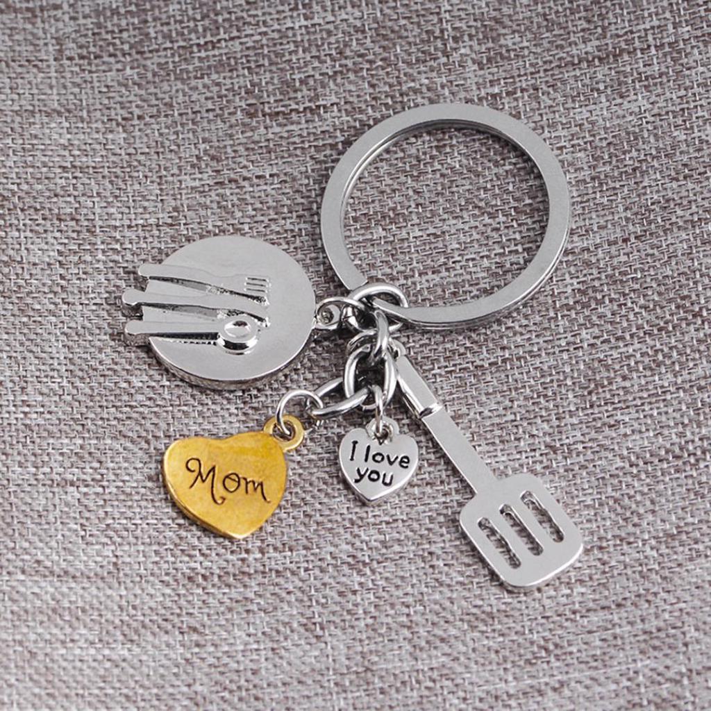 Creative Wrench Spatula Mom Dad Love Heart Key Chain Father/Mother's Day Gift