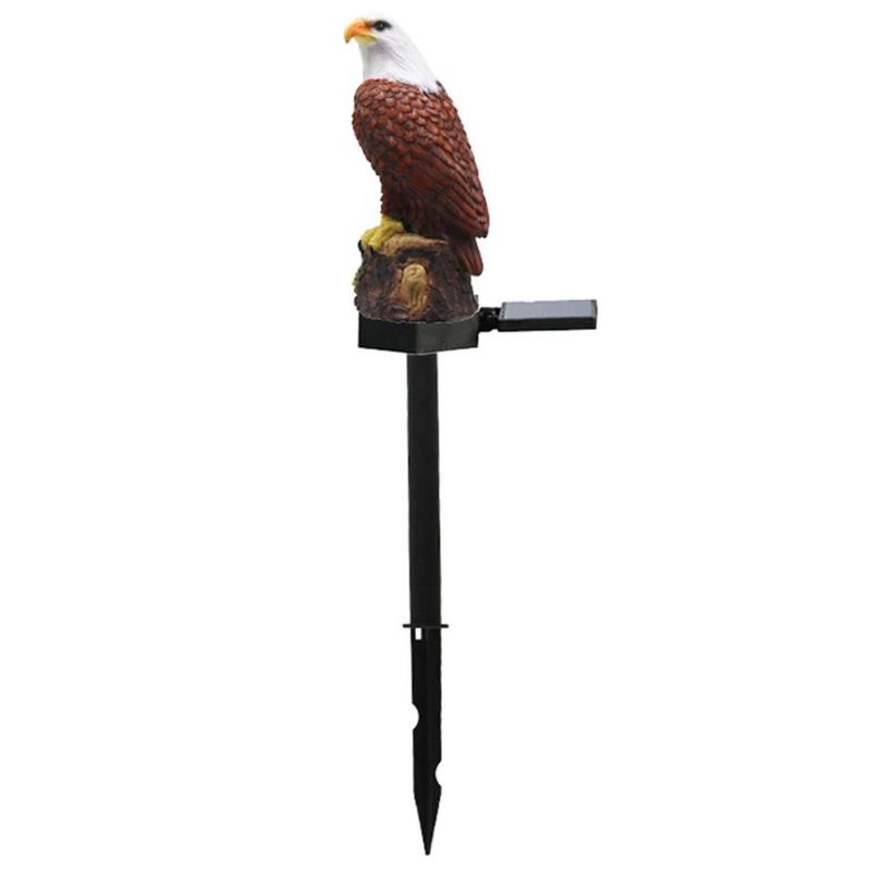 Solar Eagle Resin Statue Outdoor Garden Stake Lights Bald Eagle Sculpture Animal Stump Lamp for Lawn Pathway Decoration