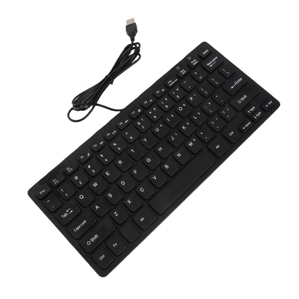 78 Keys Thin USB Wired Keyboard for Desktop Computer Laptop PC (Black)