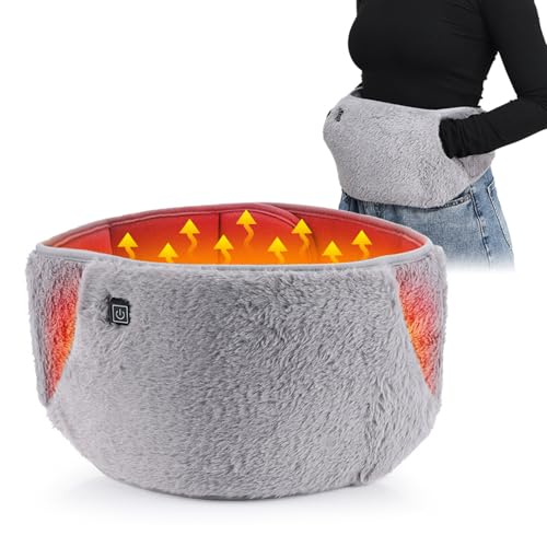 

PENIOR Electric Heated Waist Belt, Heat Supporter, Waist Warmer with Far Infrared Heating, 65°C, 55°C, and 45°C Temperatures & USB Powered, Fluffy, Su