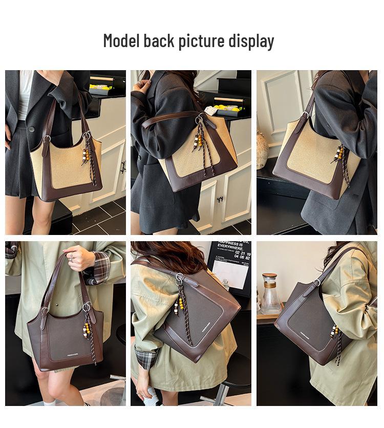 Herbst/Winter Retro Schulter-Eimerbeutel mit großem Fassungsvermögen - Modische Damenhandtasche für den Weg zur Arbeit