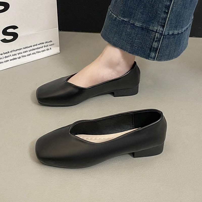 

Doudou shoes grandma shoes spring and autumn new soft leather one-pedal flat shoes gentle fairy single shoes 40 чёрный