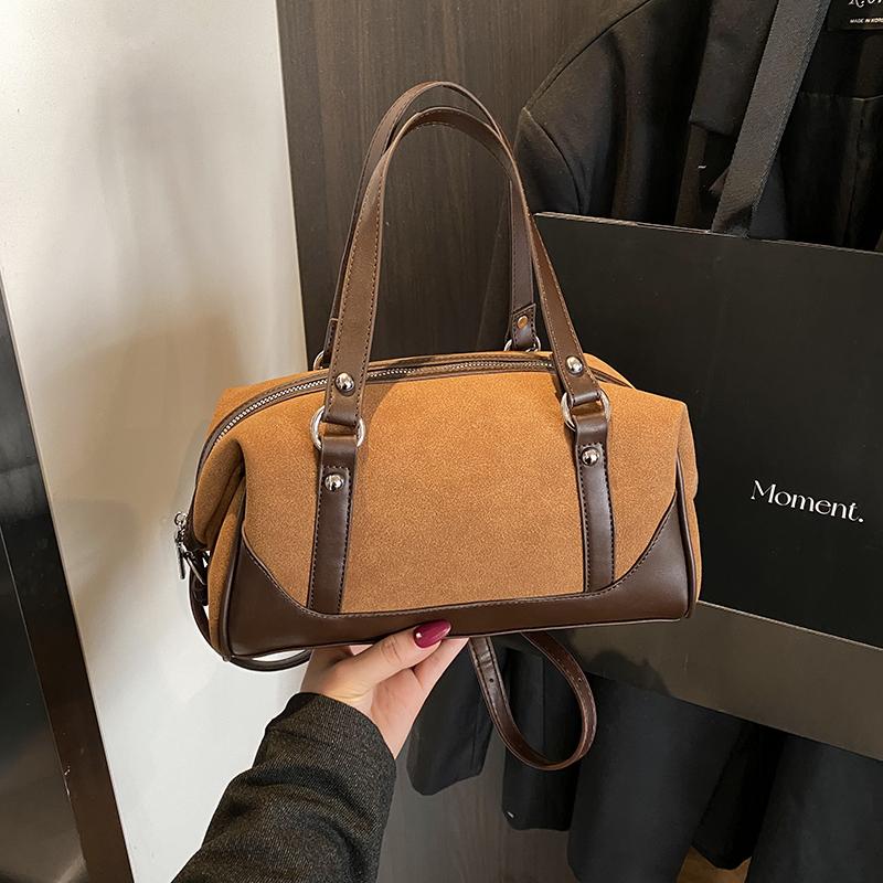 Casual Large Capaci Suede Bag Women New  Retro Brown Commuter Shoulder Bag Pillow Bag Purses and Handbags