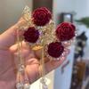 Red Rose Blossom Cherry Tassel Ponytail Clip Small Grab Clip Female Cute Hairpin Hair Card Headgear